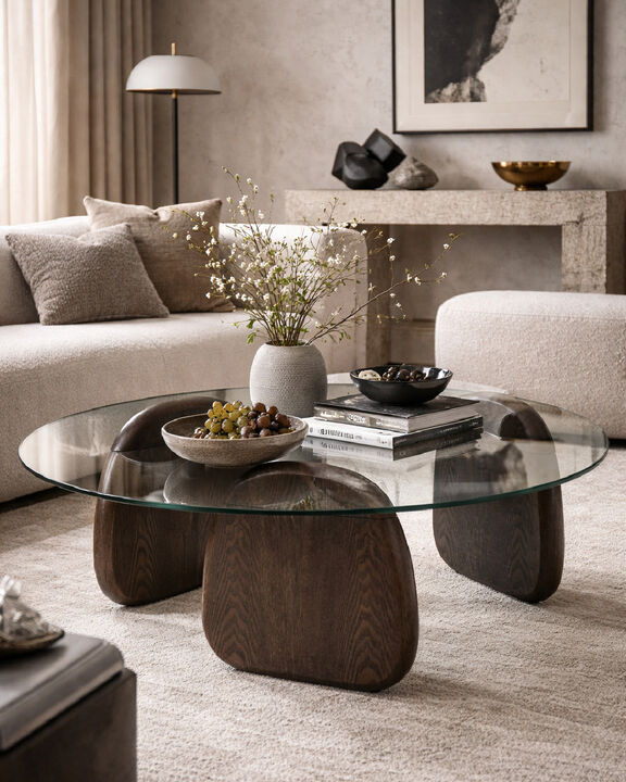 Solid Ash Glass Coffee Table | OROA Modern Buxton