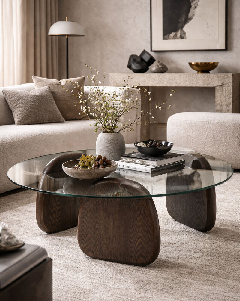 Solid Ash Glass Coffee Table | OROA Modern Buxton image number 1
