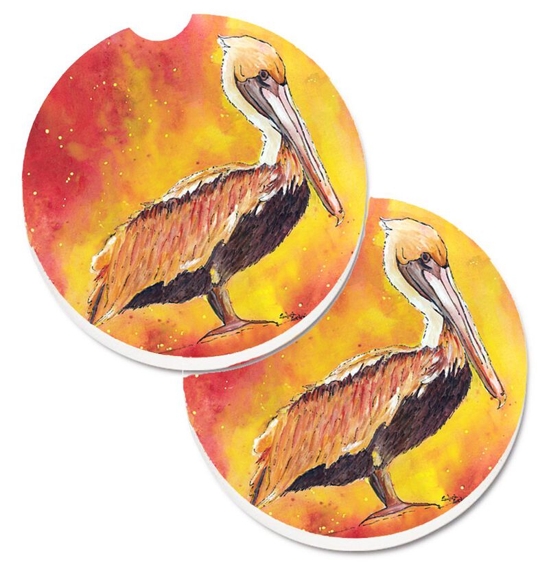 Caroline's Treasures Pelican Set of 2 Cup Holder Car Coasters 8344CARC, 2.56, Multicolor