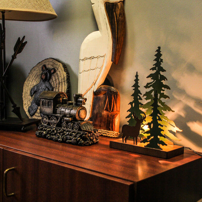 Rustic Metal Deer Forest Stroll Accent Lamp Decorative Woodland Cabin Home Decor image number 9