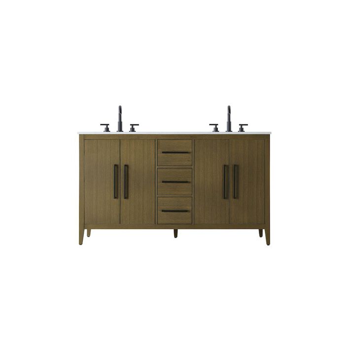 Elegant Kitchen and Bath 60 Inch Double Bathroom Vanity In Chestnut Brown