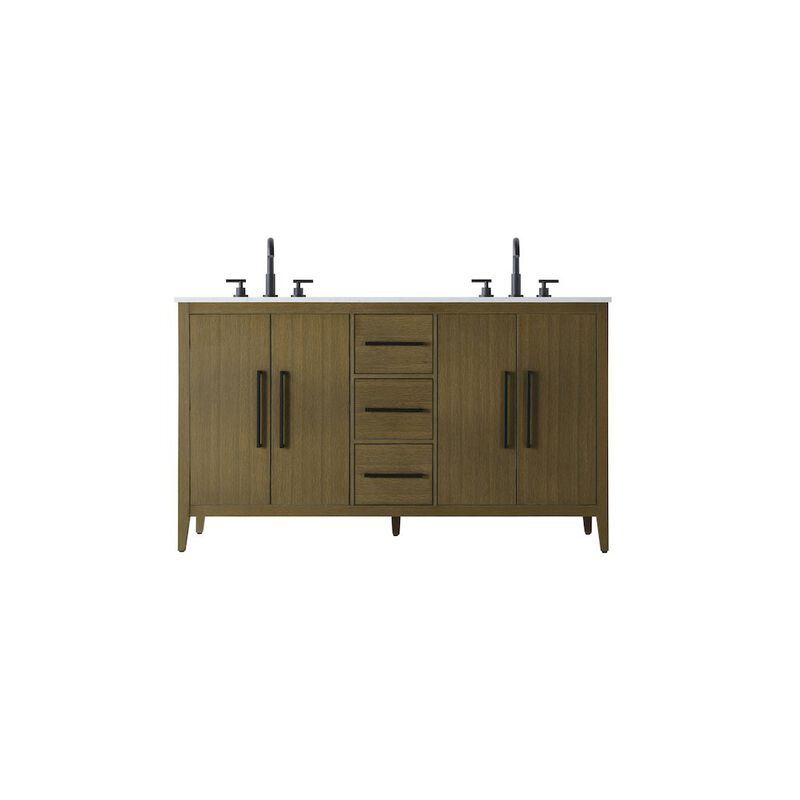 Elegant Kitchen and Bath 60 Inch Double Bathroom Vanity In Chestnut Brown