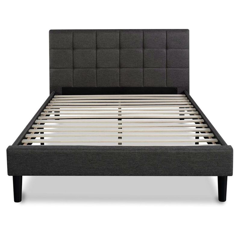 Upholstered Platform Bed – Stylish Headboard and Strong Wood Slat Support