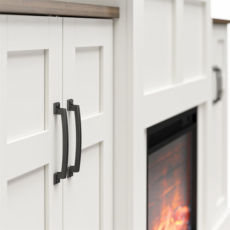 Hattie Mantel with Electric Fireplace and Built-In Side Storage Cabinets