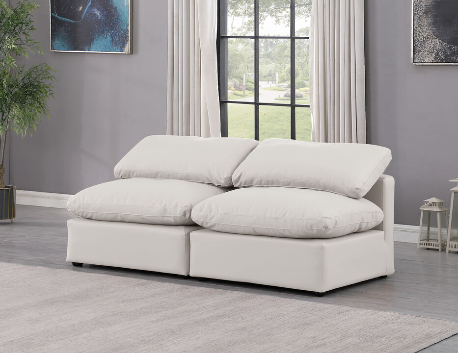 Meridian Furniture Indulge Cream Vegan Leather Modular Sofa