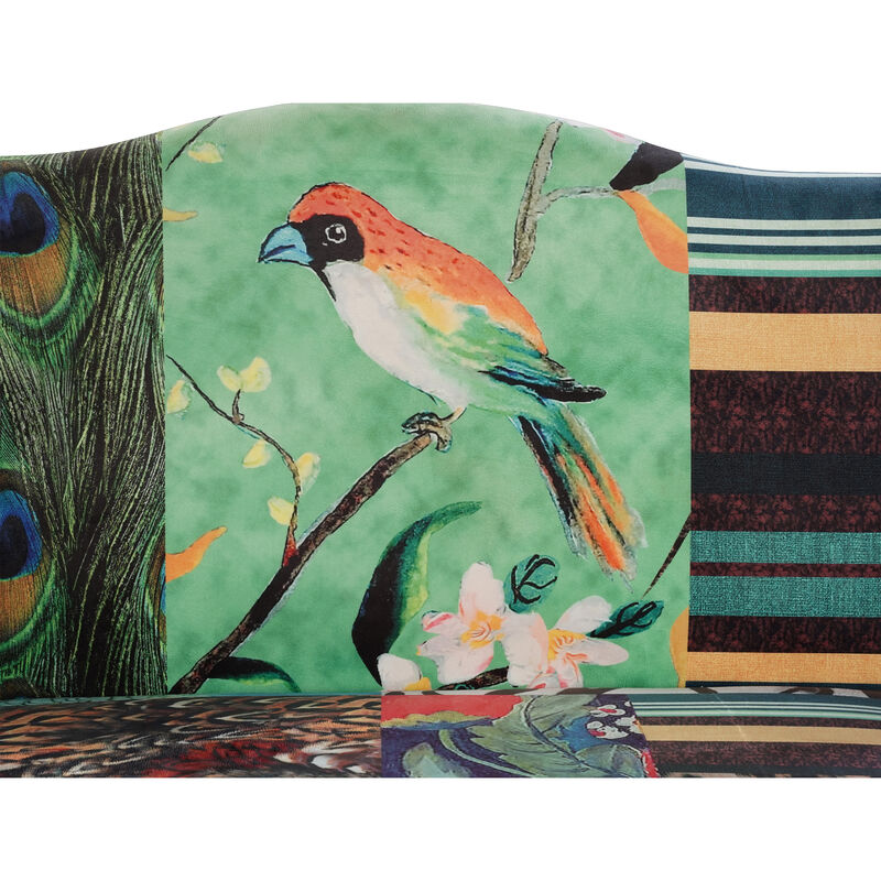 Vesta Bird Collage Print Settee, Multicolor