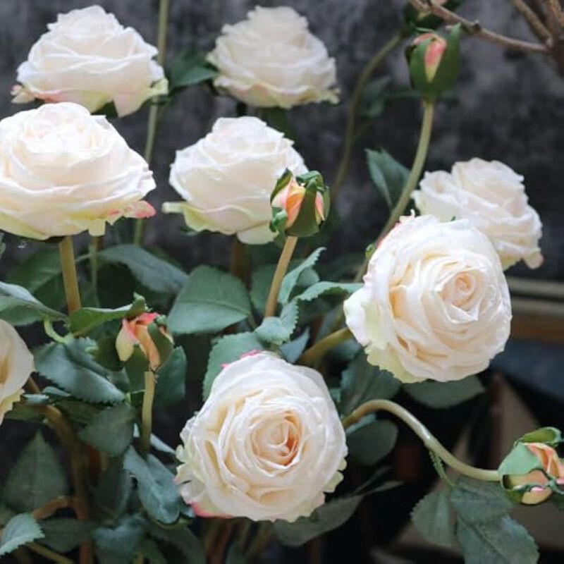 10 Piece White Artificial Rose Flower Stems Long Stem Wedding Centerpiece Decor image number 3