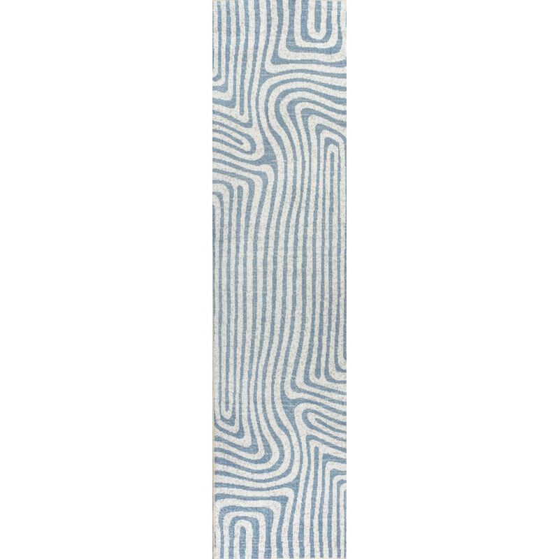 Maze Abstract Two-Tone Low-Pile Machine-Washable Area Rug