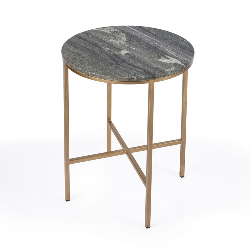 Contemporary Round Accent Table with Marble Surface for Home Decor