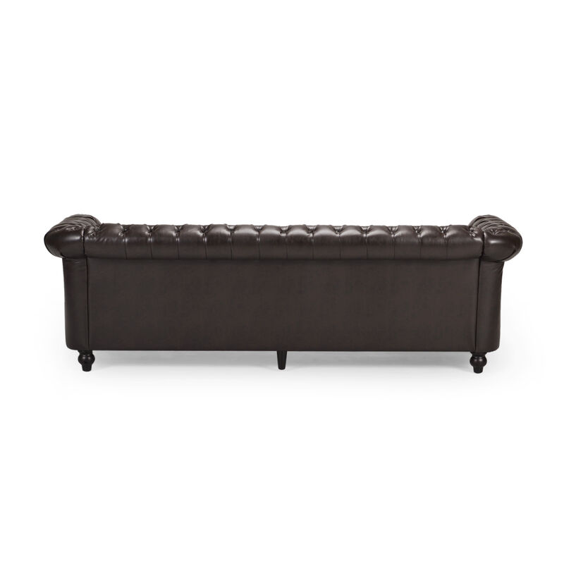 Merax Chesterfield Style Sofa  Tufted Nailhead Accents Scrolled Arms Low Profile image number 9