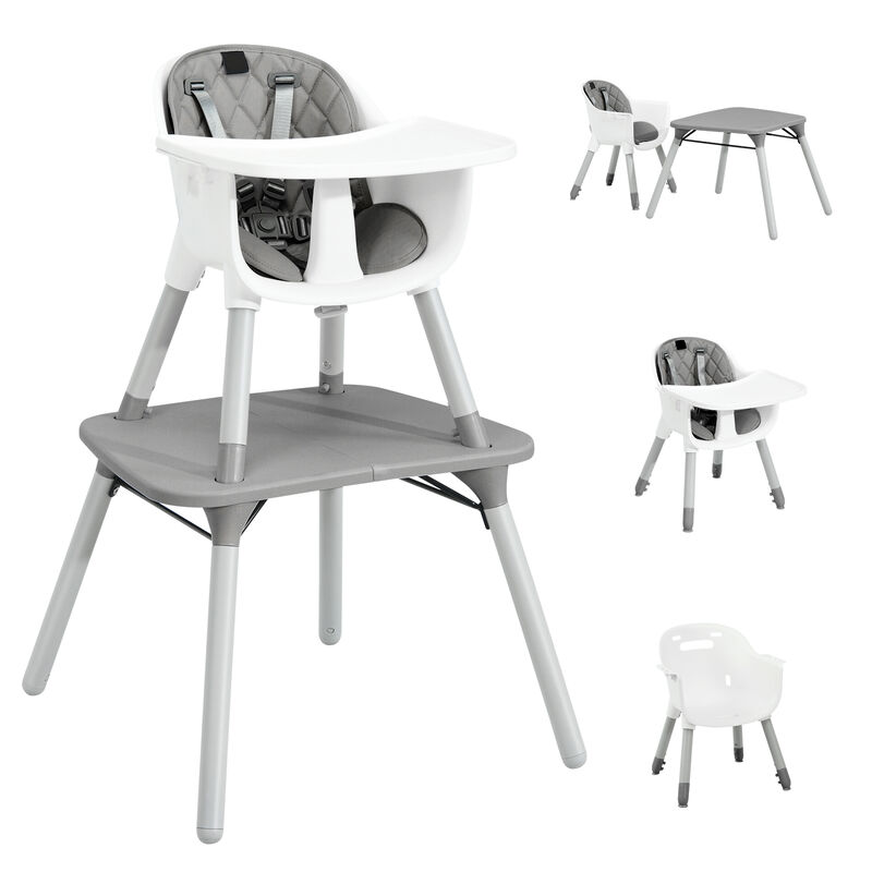 4-in-1 Kids Table Chair Set Convertible with Comfortable PU Cushion