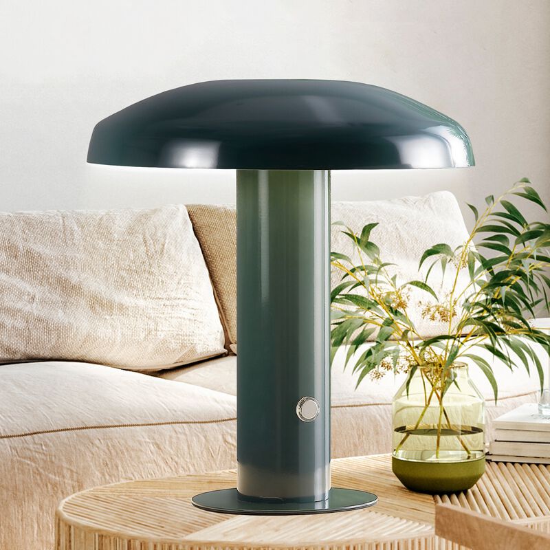 Suillius Contemporary Bohemian Rechargeablecordless Iron Integrated LED Mushroom Table Lamp