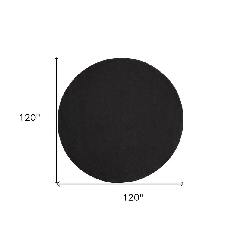 HomeRoots 10' Black And Ivory Round Indoor Outdoor Area Rug image number 4