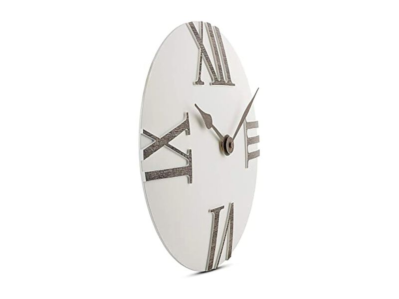 White Grey Convex Dining Wall Clock 12 Inch Silent Non Ticking Modern image number 3