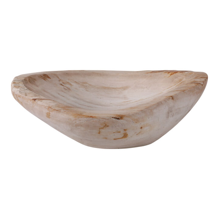 14" Petrified Wood Oval Bowl, Ivory
