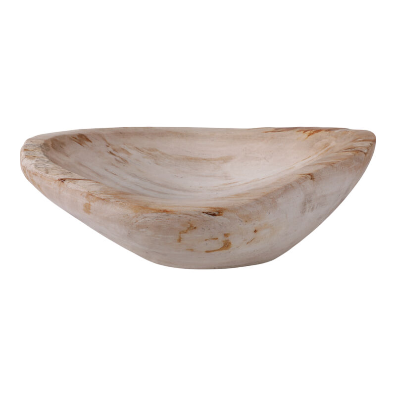 14" Petrified Wood Oval Bowl, Ivory image number 0