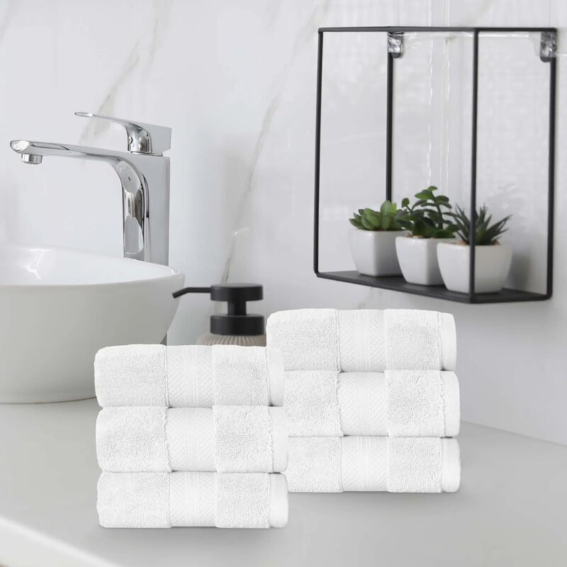6 Pack Turkish Cotton Hand Towels Set, Soft Quick Dry Absorbent Towels for Bathroom Kitchen image number 1