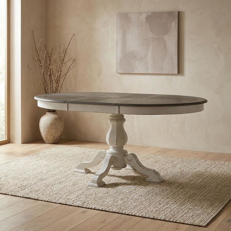 Liberty Furniture White, Pedestal Table, Pedestal Base, Quality Build image number 1