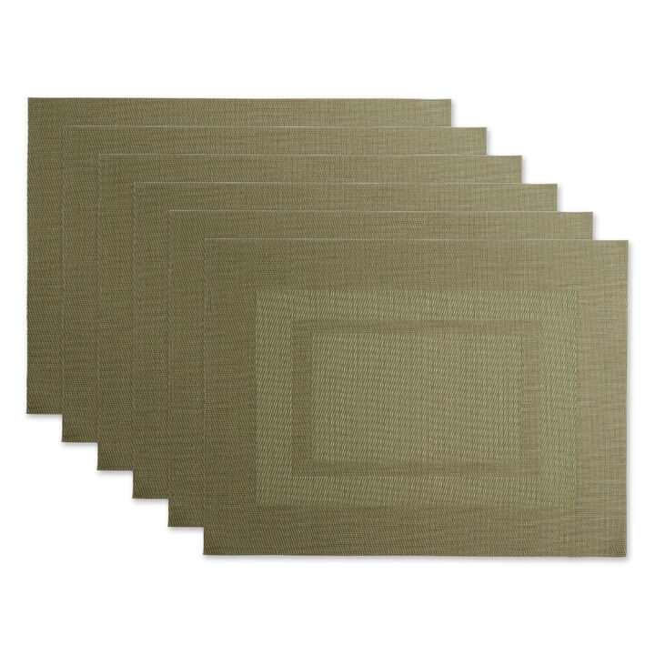 Set of 6 Sage Green Double Frame Rectangular Outdoor Placemats 17.25"
