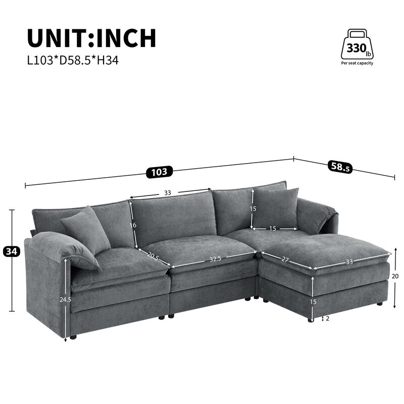 Cepbis L-Shaped Modular Cloud Sectional Sofa image number 9