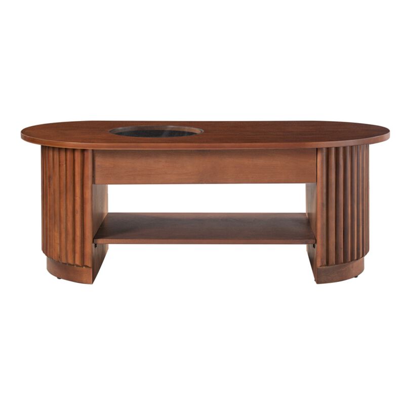 Dodril Mid‑Century Modern Fluted Oval Coffee Table image number 8