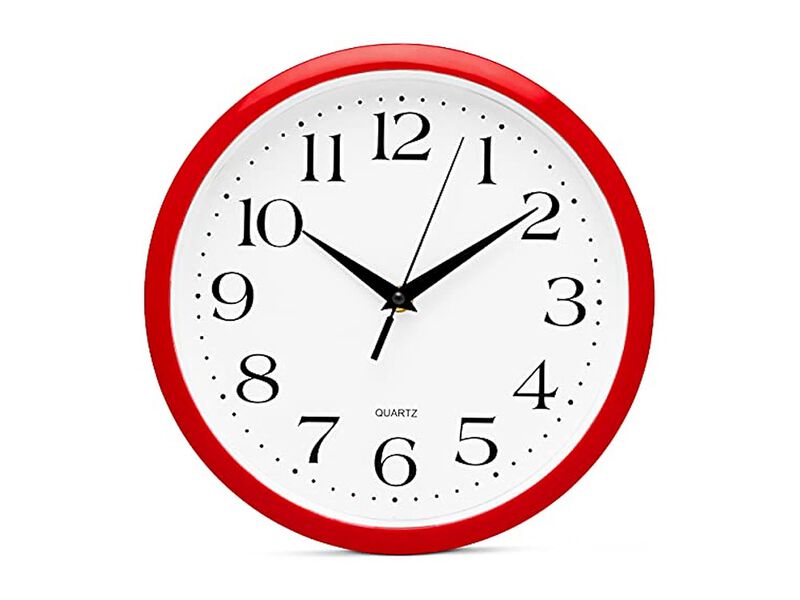 Red Wall Clock 12 Inch Silent Non Ticking Easy Read Battery Operated Home Decor image number 0