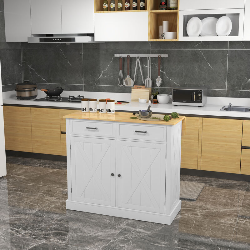 HOMCOM Kitchen Island with Drop Leaf Kitchen Cart with Storage Dark Gray