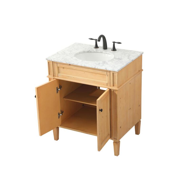 Elegant Kitchen and Bath 30 inch Single bathroom vanity in natural wood