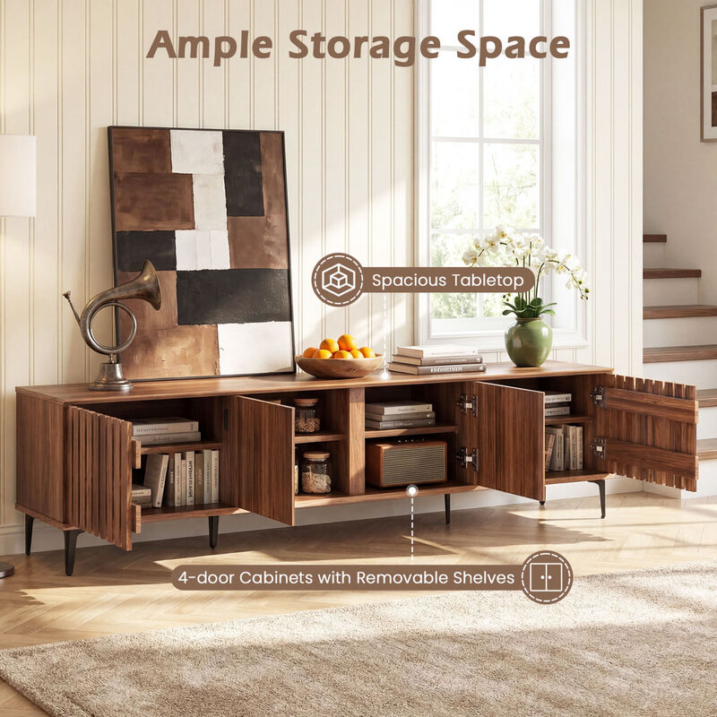 Mid Century Modern TV Stand with 4 Storage Cabinets for Living Room image number 7