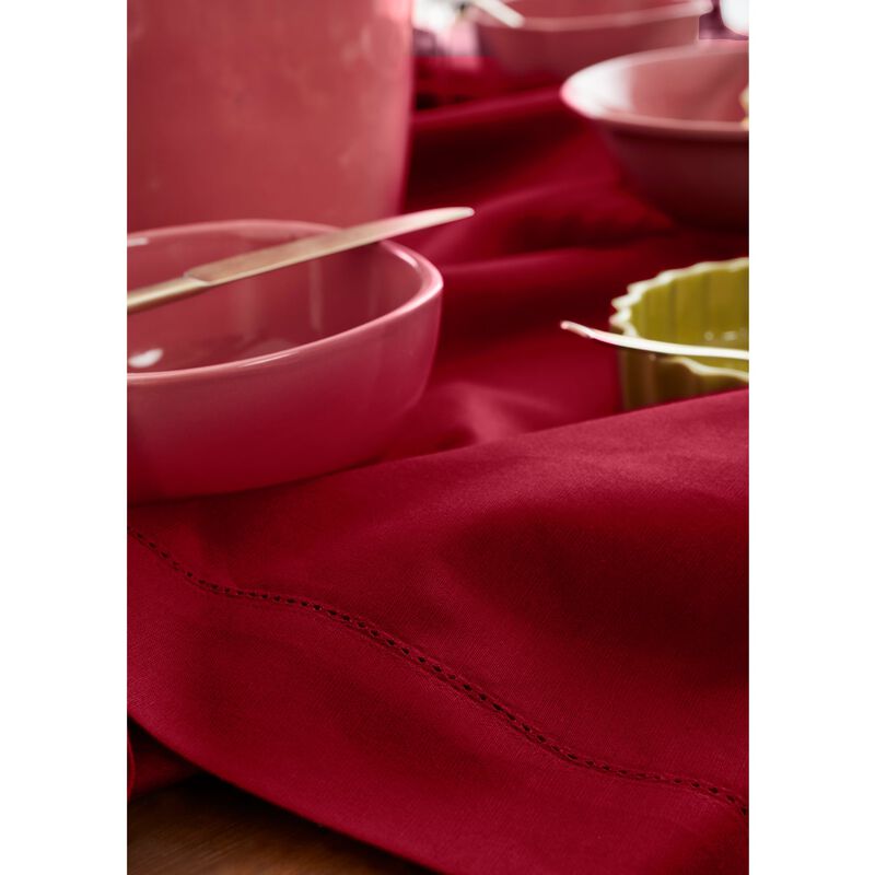 Cotton Linen Table Throw - Cotton Linen Hemstitch image number 3
