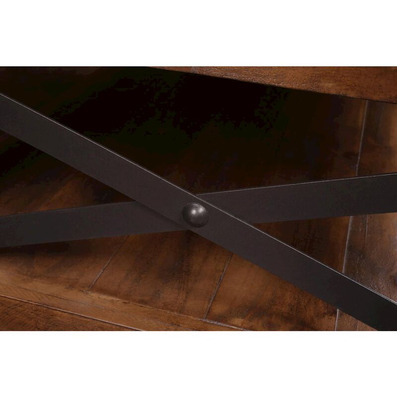 Crafters and Weavers Larson Cross Bar Coffee Table with Caster Wheels