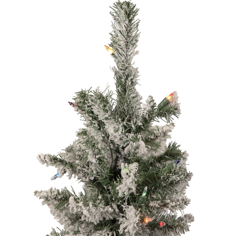 3' Pre-Lit Medium Heavily Flocked Artificial Christmas Tree - Multi-Color Lights
