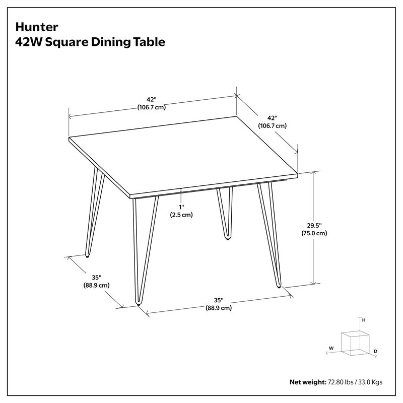Hunter SOLID MANGO WOOD and Metal 42 inch x 42 inch Square Industrial Dining Table in Natural image number 9