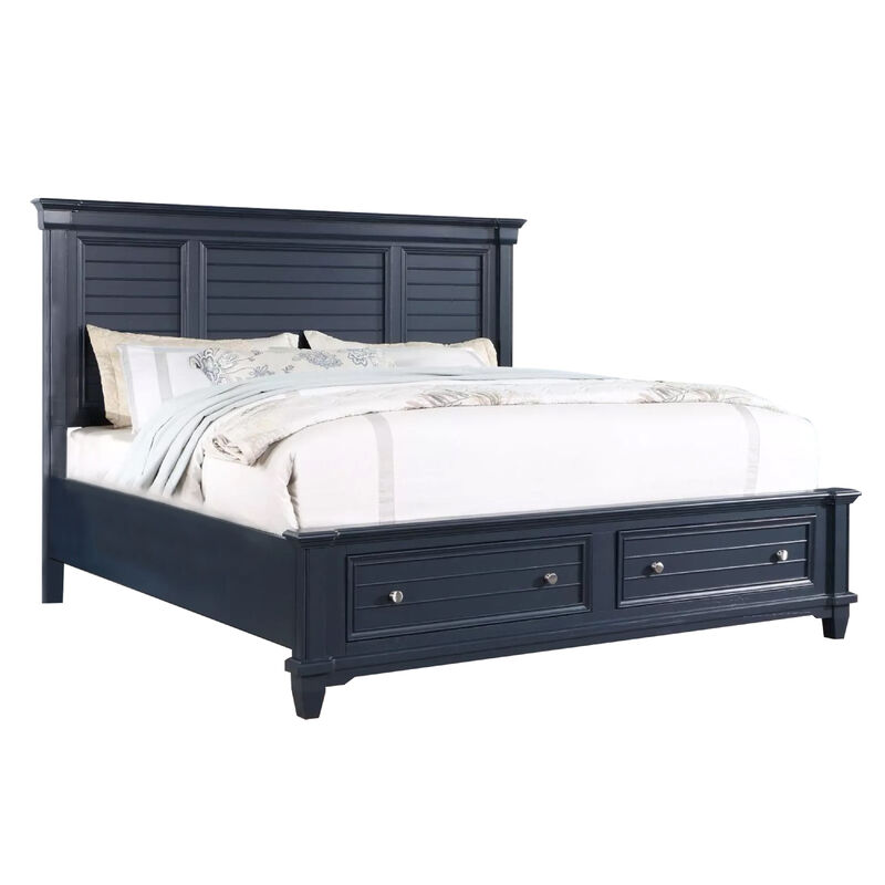 Queen Bedroom Set, Slate Blue, Nickel Wood, 2 Piece Set with Nightstand image number 3