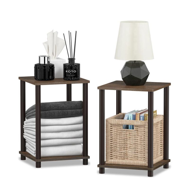 Furinno Turn-N-Tube Haydn End Table, Walnut/Brown, Set of 2