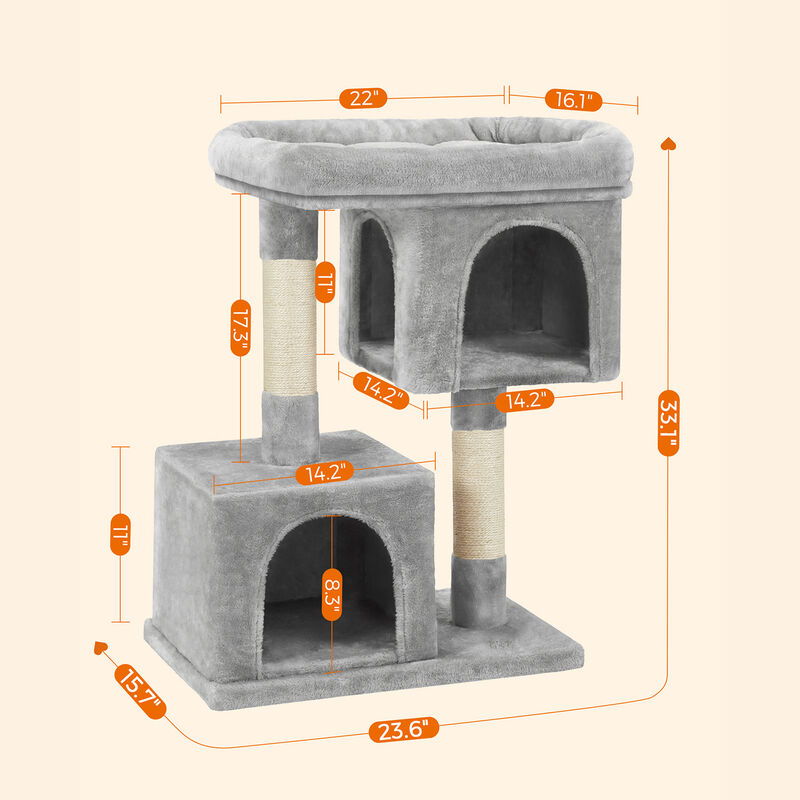 Compact 33.1 Inch Cat Tower for Large Cats with Condo and Post image number 4