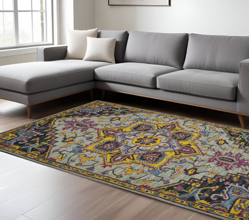 HomeRoots Wool Medallion Hand Tufted Area Rug