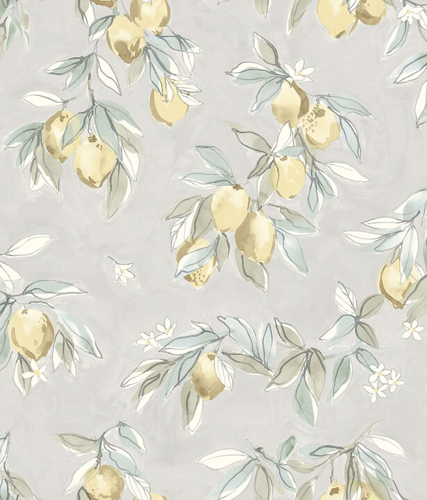 Lemonade Grey Citrus Wallpaper