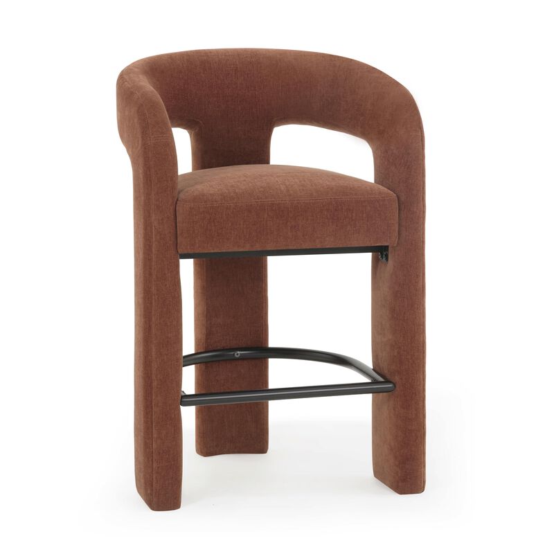 Malone Taupe Performance Chenille Counter Stool image number 2