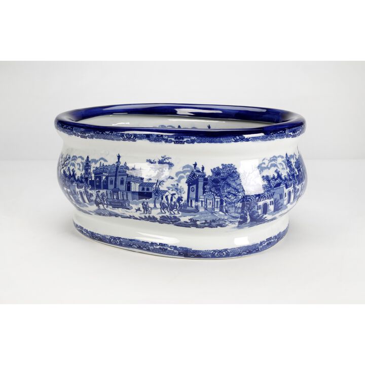 Aai Oval Porcelain Planter Cachepot, Italian Design