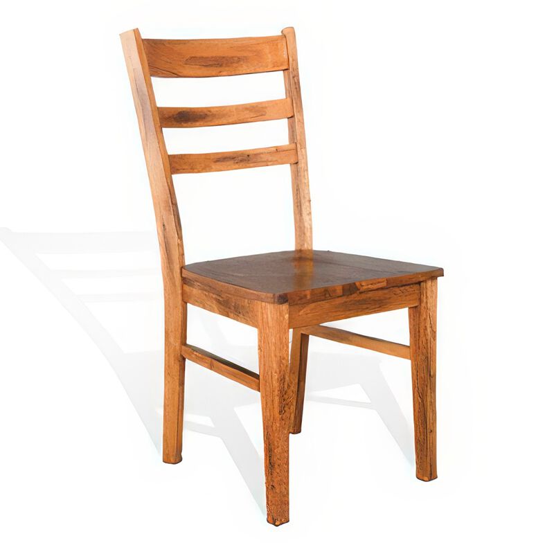 Marv Dining Chair Set of 2, Ladderback Design, Light Brown Mindi Wood - Benzara