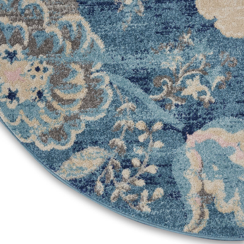 Tranquil TRA02 Turquoise 5'3" x Round Rug image number 3