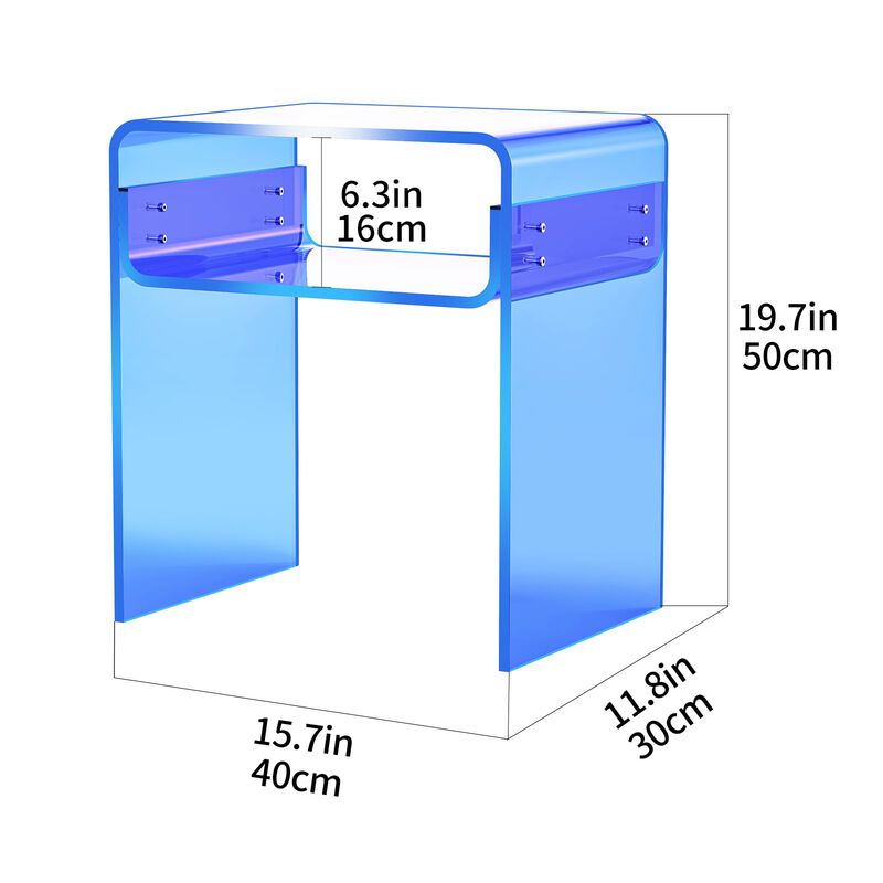 solaround Clear Acrylic End Table 2-Tier Bedside Nightstand for Living Room Bedroom