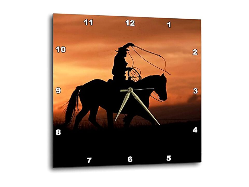 Cowboy Fall Horn Shell Wyoming Joe Wall Clock 10 Inch Home Decor