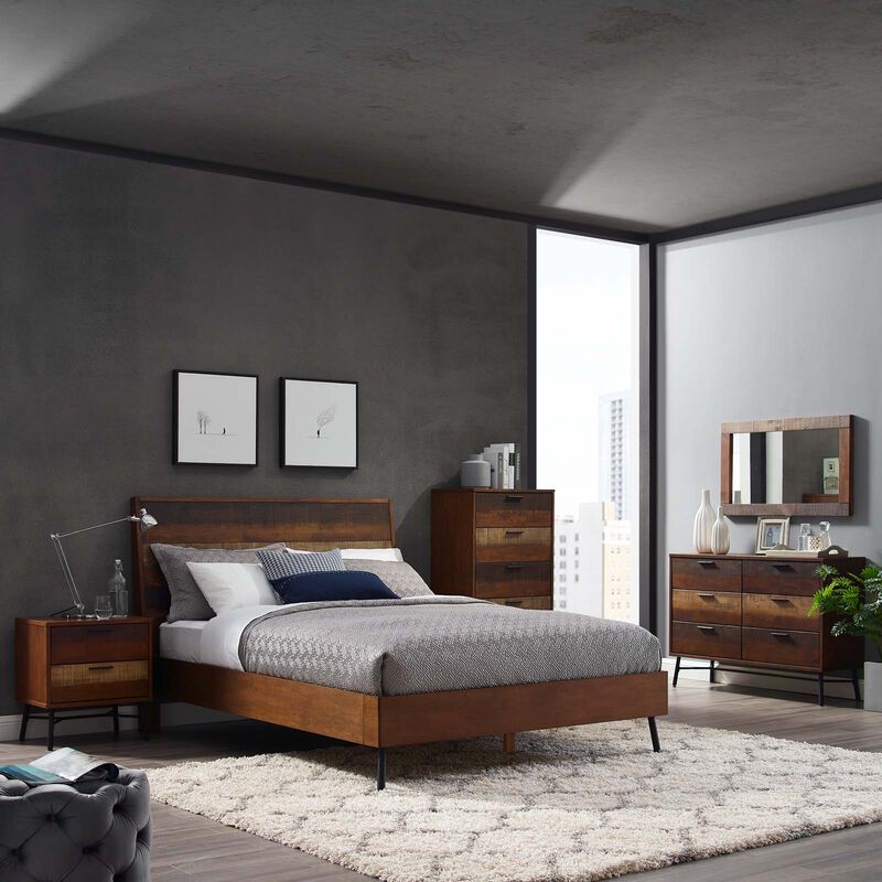 Modway - Arwen Queen Rustic Wood Bed Walnut image number 1