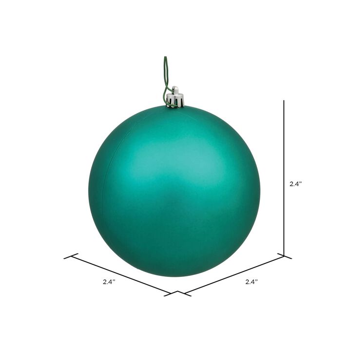 Vickerman N590644DMV Matte Ball Ornaments with Shatterproof UV Resistant, Pre-drilled Cap Secured & 6" of Green Floral Wire in 24 per Box, 2.4", Seafoam