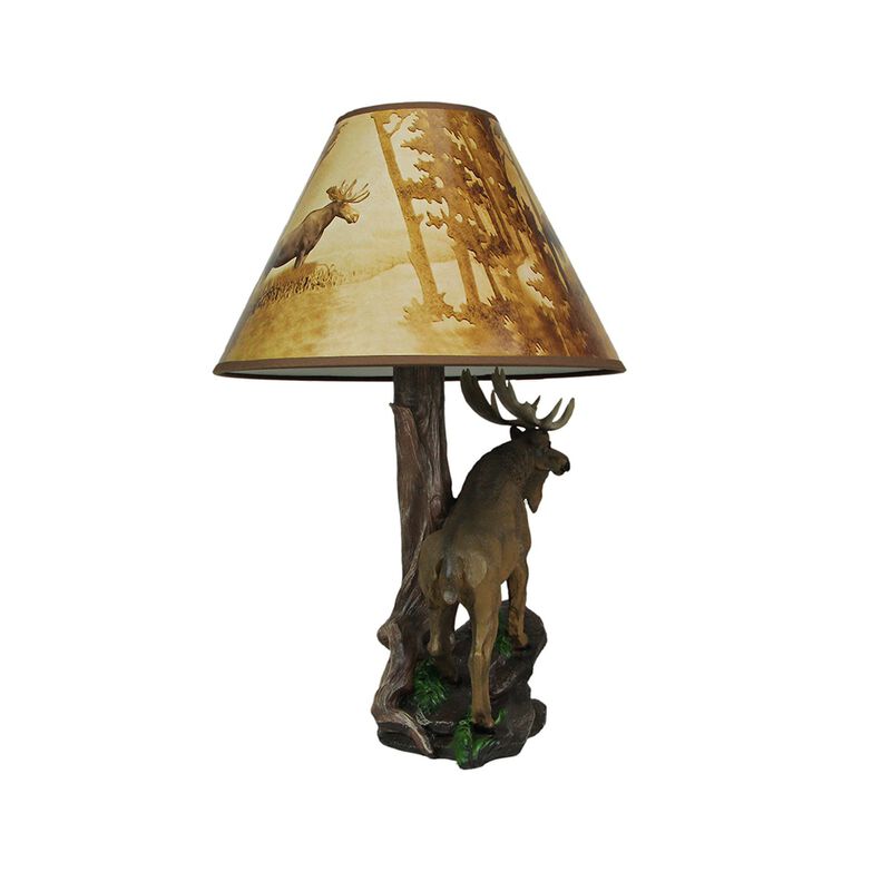 North American Bull Moose Table Lamp W Shade image number 3