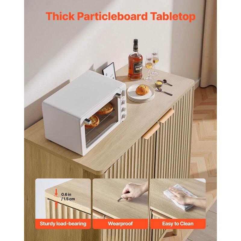 Coffee Bar Station Cabinet with 2-Tier Storage and Double Barn Doors image number 5