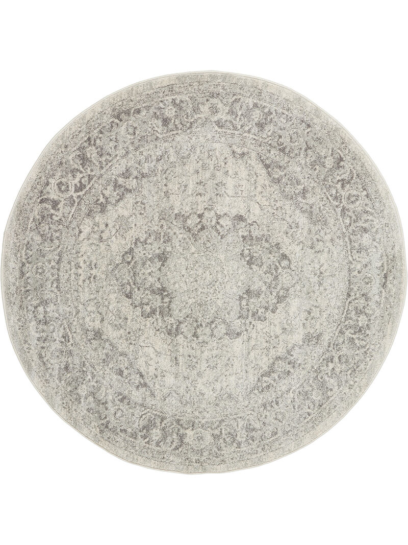 Tranquil TRA05 Ivory/Gray 4' x Round Rug