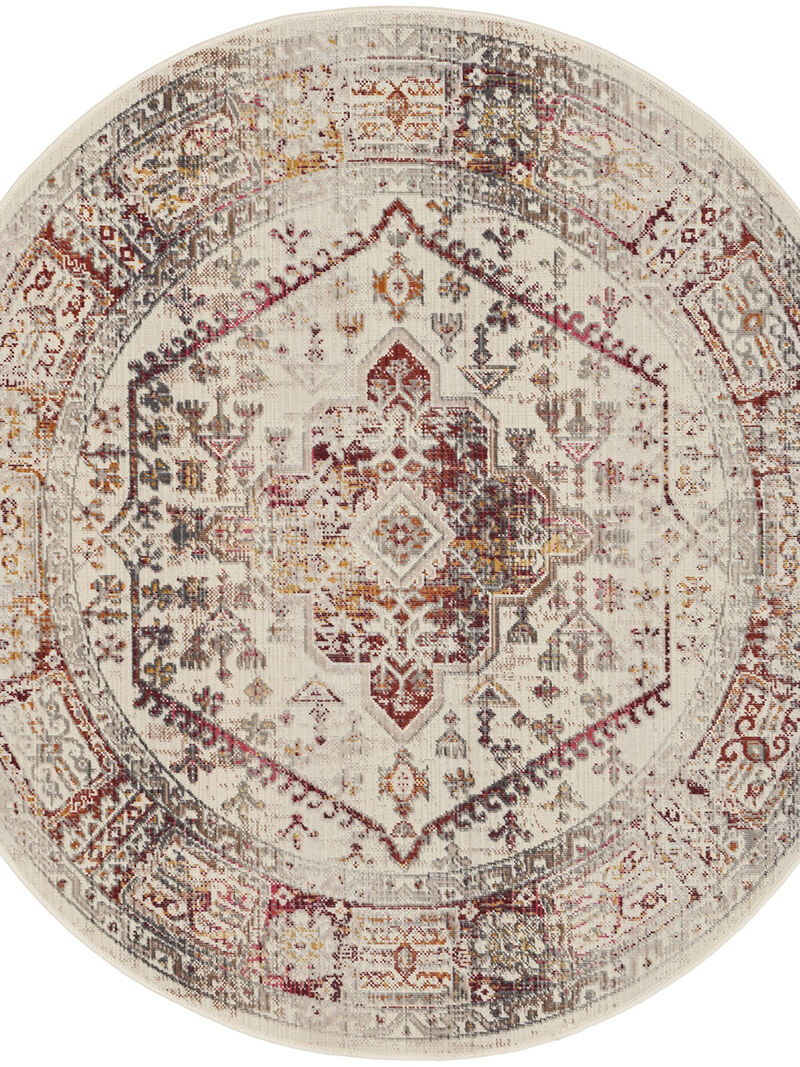Vintage Kashan VKA08 Ivory/Red 4' x Round Rug